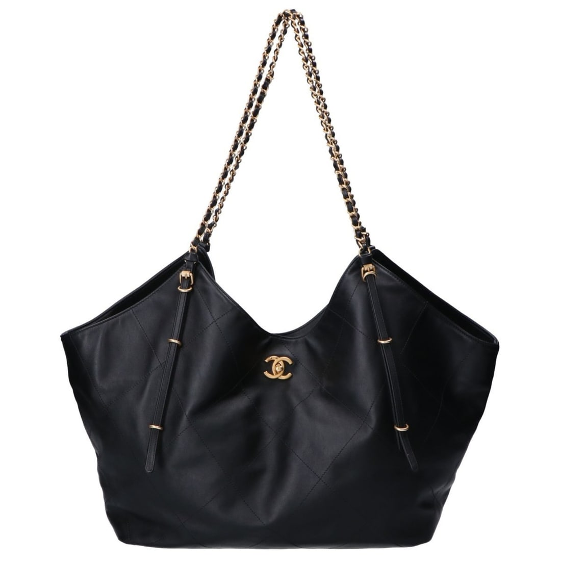 CHANEL AS5463 Metal Plate Black Calfskin Vintage Gold Hardware Coco Mark Turnlock Maxi Shopping Bag: --- Catalog ---Category: SizeSize (HxWxD): 39cm x 36cm x 13cm / 15.35'' x 14.17'' x 5.11''Category: DesignType: Tote bagColor: BlackGender: WomenMaterial: Leather Leather/Fur Type: CalfskinCategory: G