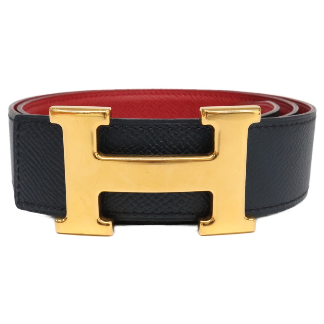 HERMES Constance 70 (1996 model) with ?Z stamp, reversible leather belt, navy, red, and gold: --- Catalog ---Category: SizeLength: 65cm - 75cm / 25.59'' - 29.52''Category: DesignType: Standard beltColor: Gold, Navy, Red colorGender: WomenMaterial (Strap): Leather Category: GeneralBrand: Hermes