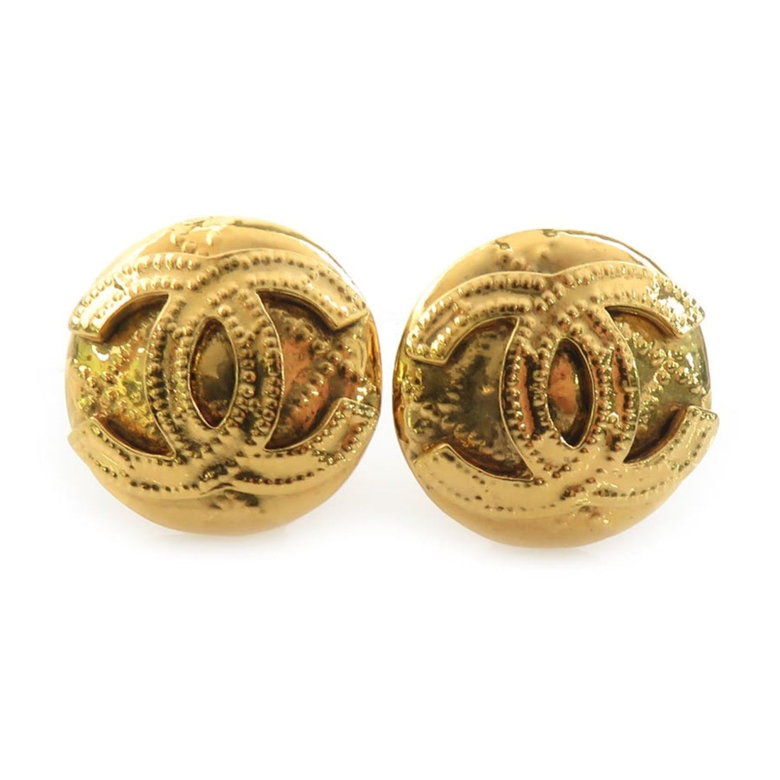 Chanel earrings, Coco Mark design, metal, gold, women's, e61834a (1 of 9)