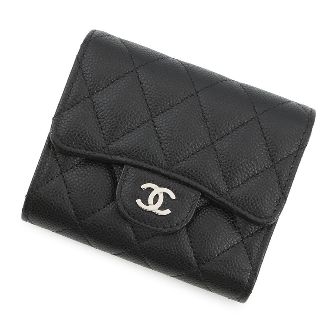 Chanel Tri-fold Wallet Matelassé Coco Mark Classic Small Flap Caviar Skin AP0229 CHANEL Black (1 of 16)