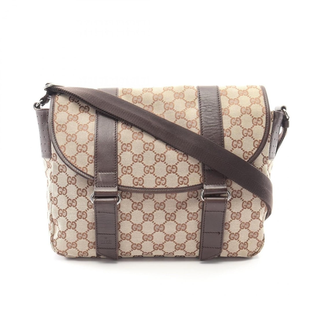Gucci GG Canvas Shoulder Bag/Handbag, and Leather, Men's/Women's, Beige/Brown, 145859 (1 of 10)