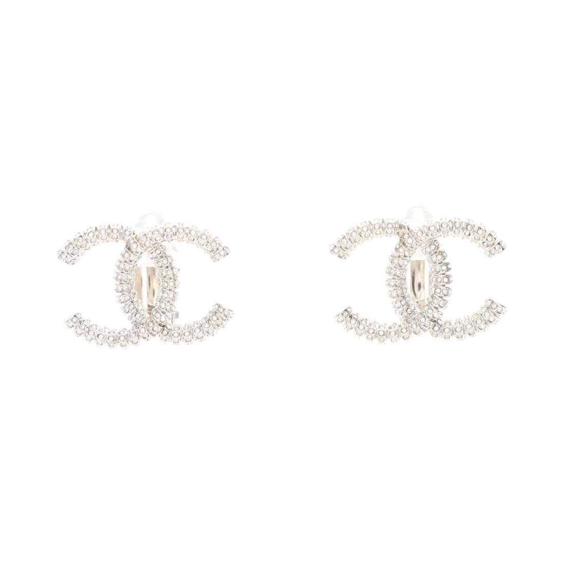 Chanel Coco Mark A23P Earrings, Stainless Steel with Rhinestones, Women's, Silver/Clear Tones: --- Catalog ---Category: SizeSize (HxWxD): 23.00mm x 30.00mm / 0.91'' x 1.18''Category: DesignType: Clip earringsColor: Clear, SilverGender: WomenMaterial: Rhinestone, Stainless steelCategory: