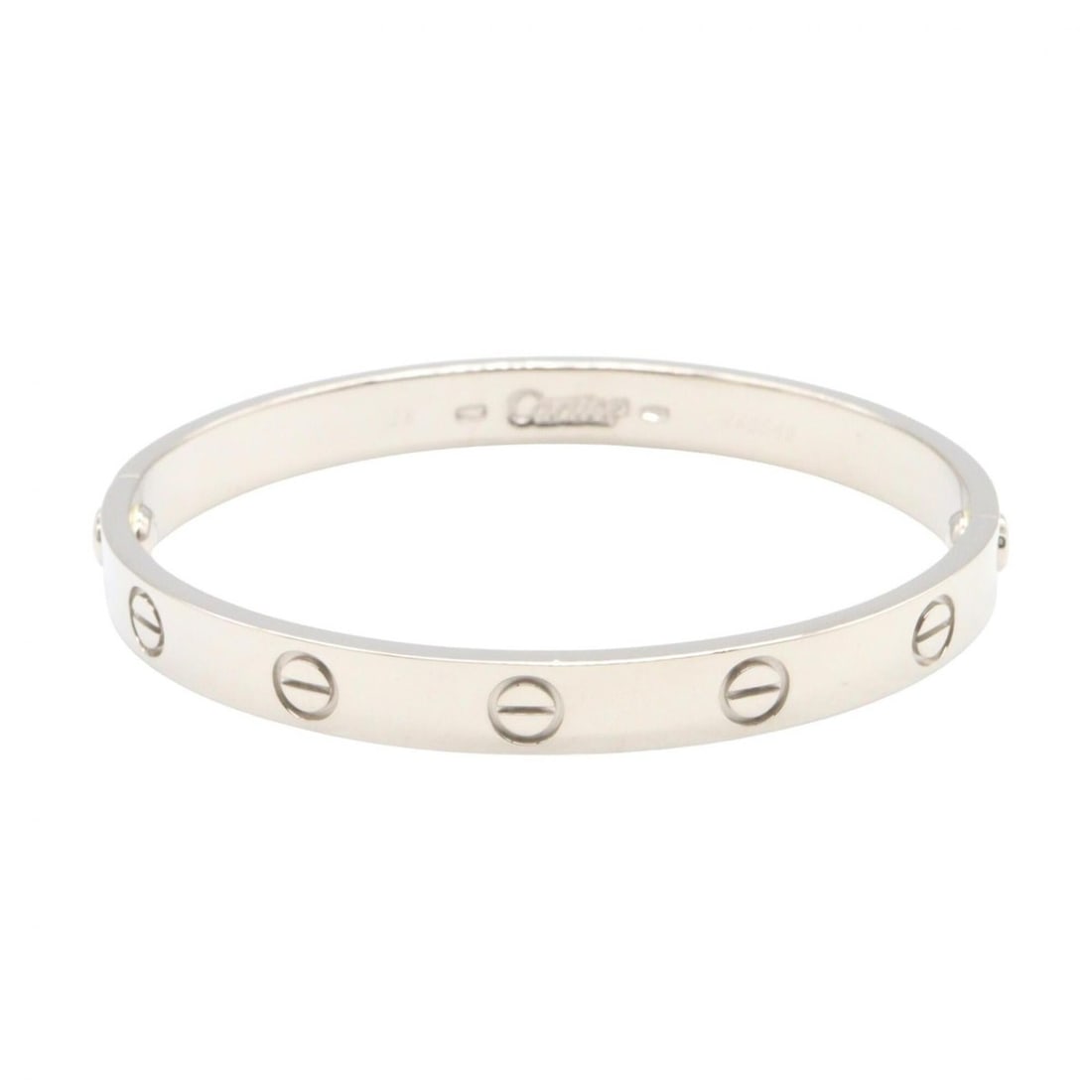 Cartier Love Bracelet, 18K White Gold (WG), Women's, Silver Tone: --- Catalog ---Category: SizeLength: 15cm / 5.9''Category: DesignType: BangleColor: SilverGender: WomenMaterial: White gold (18K)Category: GeneralBrand: Cartier--- Item List ---Section: