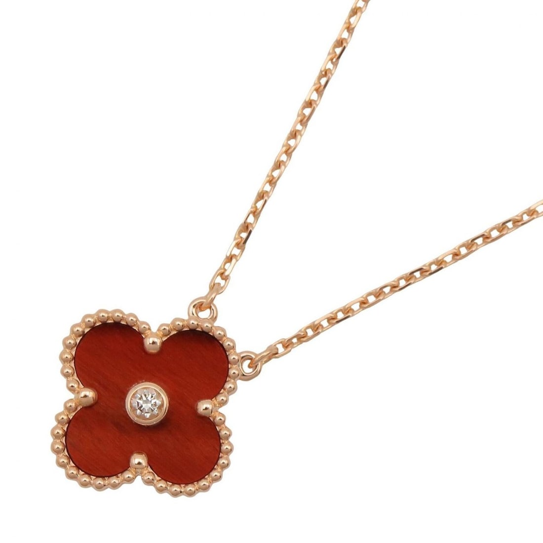 Van Cleef & Arpels Vintage Alhambra 1PD Necklace - 18KPG (Pink Gold) Diamond Tiger Eye Women's: --- Catalog ---Category: SizePendant Size: 14.5mm x 14.5mm / 0.57'' x 0.57''Neck Circumference: 38 cm - 42.5 cm / 14.96'' - 16.73''Category: DesignColor: Brown, Clear, Pink goldGender: WomenMaterial: 