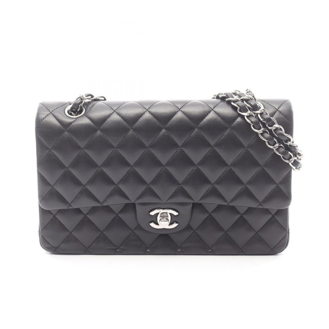 Chanel Matelassé Double Flap Shoulder Bag/Handbag, Lambskin Leather, Women's, Black: --- Catalog ---Category: SizeSize (HxWxD): 16cm x 25cm x 6.5cm / 6.29'' x 9.84'' x 2.55''Category: DesignType: Handbag, Shoulder bagColor: BlackGender: WomenMaterial: Leather Leather/Fur Type: Lambski