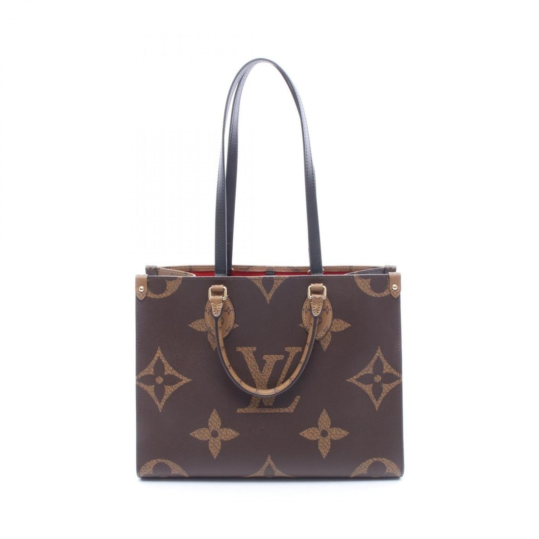 Louis Vuitton OnTheGo MM Tote Bag/Handbag, Coated Canvas and Leather, Monogram Giant Reverse: --- Catalog ---Category: SizeSize (HxWxD): 27cm x 34.5cm x 14cm / 10.62'' x 13.58'' x 5.51''Category: DesignType: Handbag, Tote bagColor: Beige, Brown, MonogramGender: WomenMaterial: Coated canvas , L