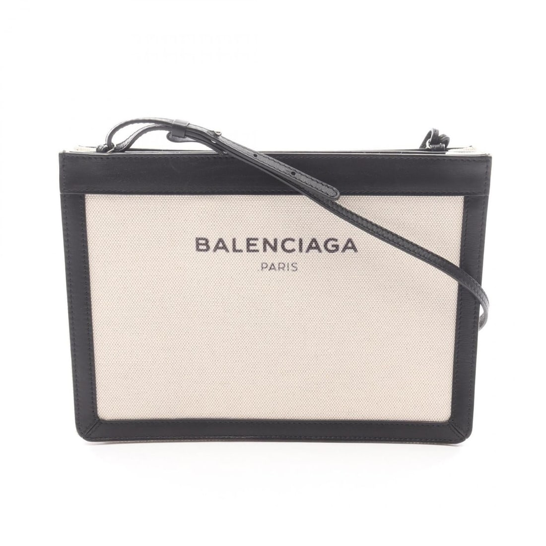 Balenciaga BALENCIAGA Navy Pochette Shoulder Bag Handbag Canvas Leather Women's Ivory/Black 339937: --- Catalog ---Category: SizeSize (HxWxD): 18.5cm x 26cm / 7.28'' x 10.23''Category: DesignType: Handbag, Pochette, Shoulder bagColor: Black, Ivory, NavyGender: WomenMaterial: Canvas , Leather Categor