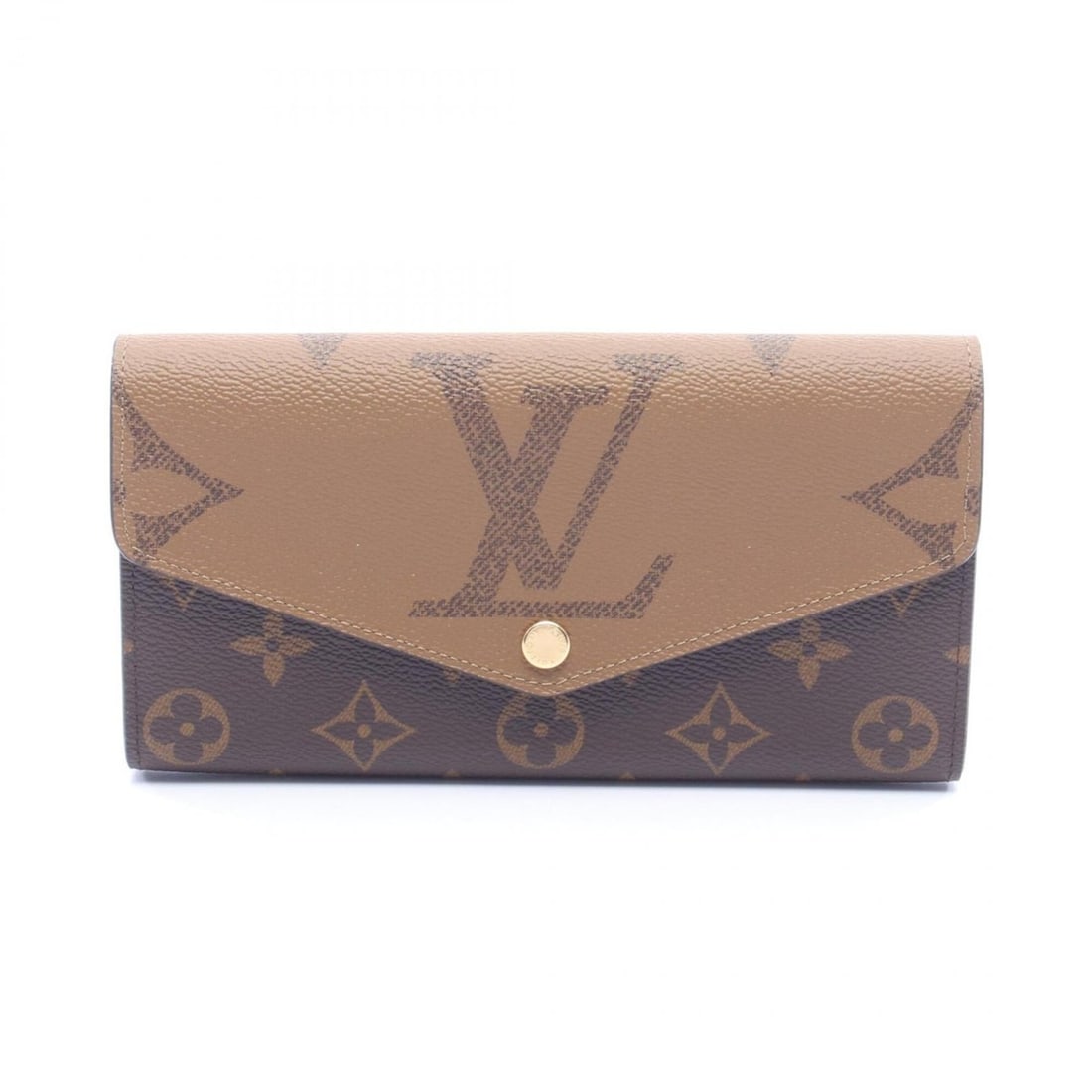 Louis Vuitton Portefeuille Sarah Bi-fold Long Wallet, Coated Canvas, Monogram Giant Reverse,: --- Catalog ---Category: SizeSize (HxWxD): 10.5cm x 19cm x 2.5cm / 4.13'' x 7.48'' x 0.98''Category: DesignType: Long wallet (bi-fold)Color: BrownGender: WomenMaterial: Coated canvas , Monogram Revers
