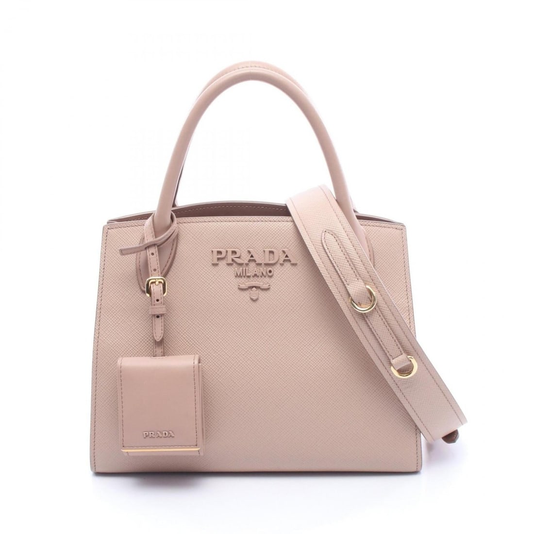 Prada Monochrome 2-Way Handbag, Leather, Women's, Pink, 1BA269 2ERX F00RK CI (1 of 13)