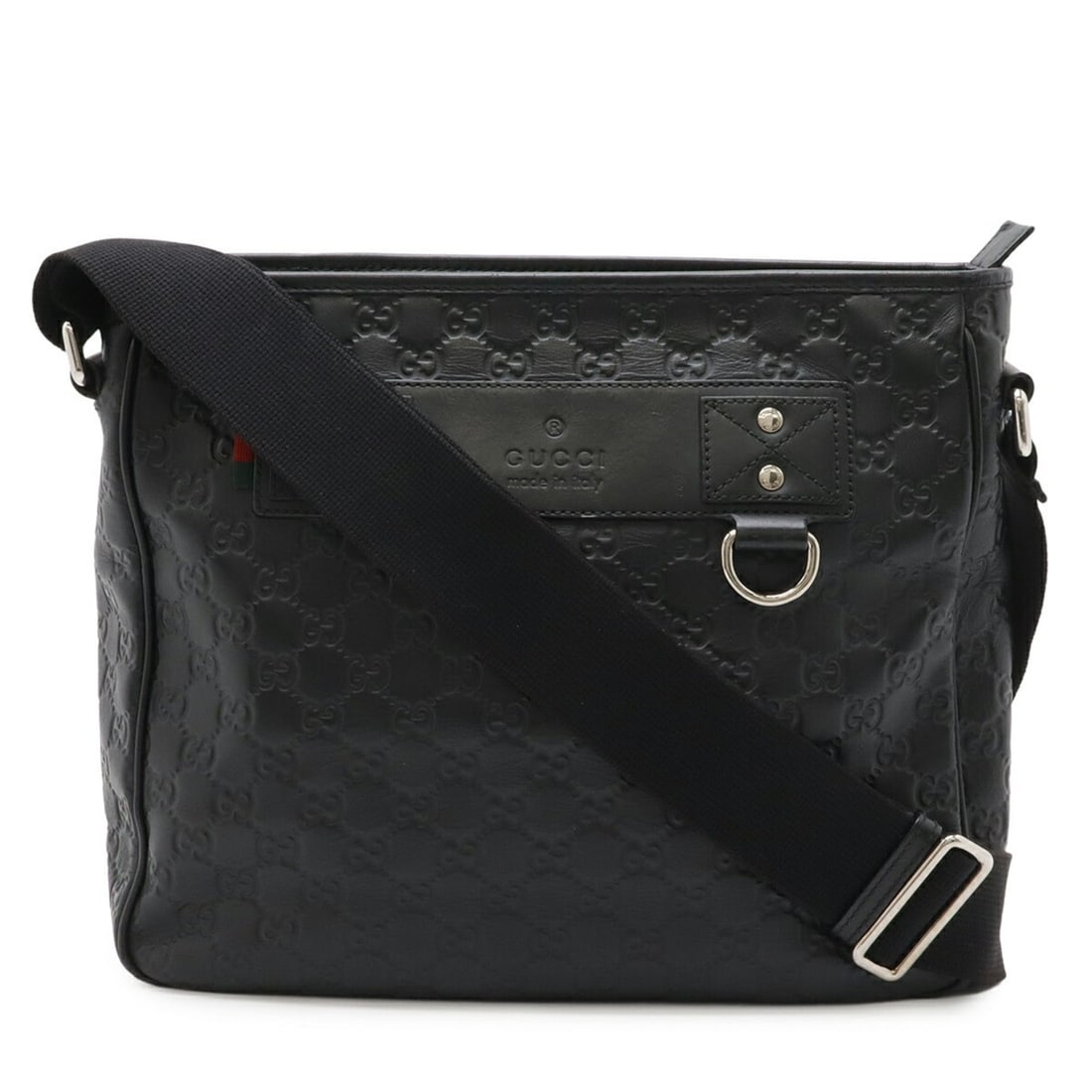 GUCCI Guccissima Sherry Line Shoulder Bag Handbag Rubber Coated Leather Black 322080: --- Catalog ---Category: SizeSize (HxWxD): 28cm x 31.5cm x 9cm / 11.02'' x 12.4'' x 3.54''Category: DesignType: Handbag, Shoulder bagColor: BlackGender: WomenCategory: GeneralMPN: 322080Brand: Gucci--
