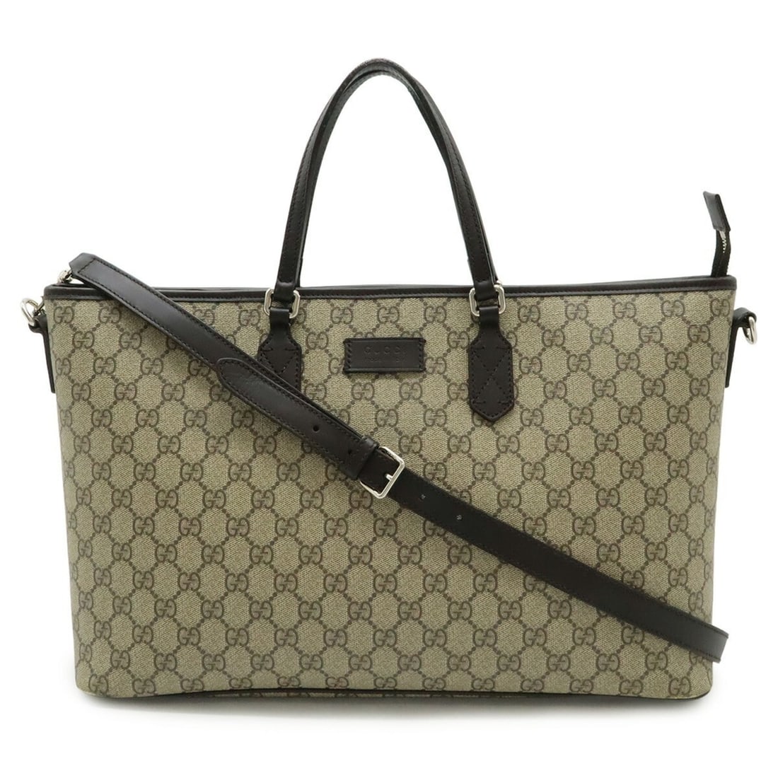 GUCCI GG Supreme Tote Bag, Large Tote, Shoulder Leather, Beige/Dark Brown, 410748 (1 of 11)