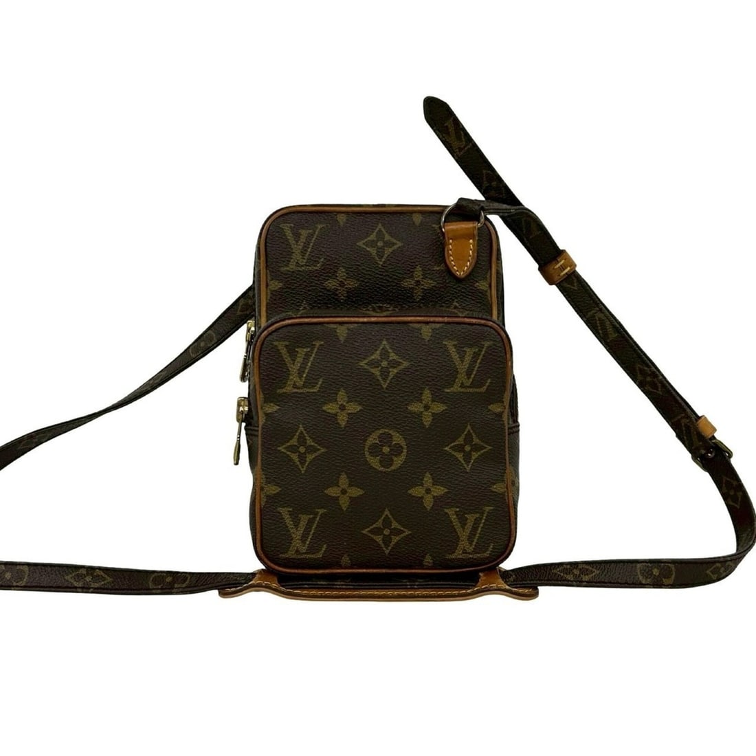 LOUIS VUITTON Vintage Mini Amazon Monogram Leather Shoulder Bag Pochette Brown 27588: --- Catalog ---Category: SizeSize (HxWxD): 18cm x 12cm x 4.5cm / 7.08'' x 4.72'' x 1.77''Category: DesignType: Pochette, Shoulder bagColor: BrownGender: WomenMaterial: Leather , PVC Category: GeneralB