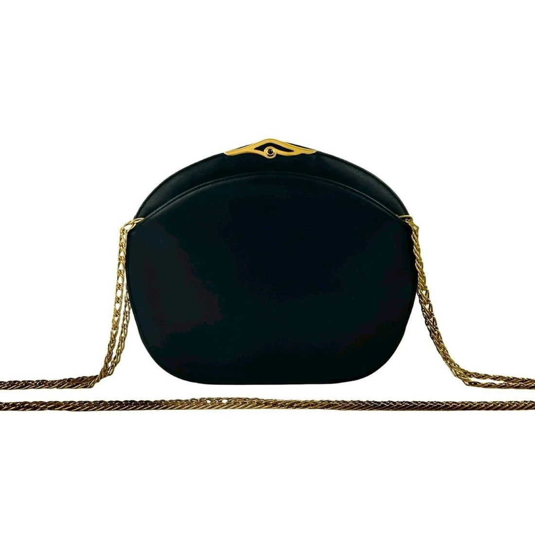 CARTIER Vintage Sapphire Line Calf Leather Chain Shoulder Bag/Pochette, Navy, 21268: --- Catalog ---Category: SizeSize (HxWxD): 17cm x 18cm x 5.5cm / 6.69'' x 7.08'' x 2.16''Category: DesignType: Pochette, Shoulder bagColor: NavyGender: WomenMaterial: Leather Category: GeneralBrand: C