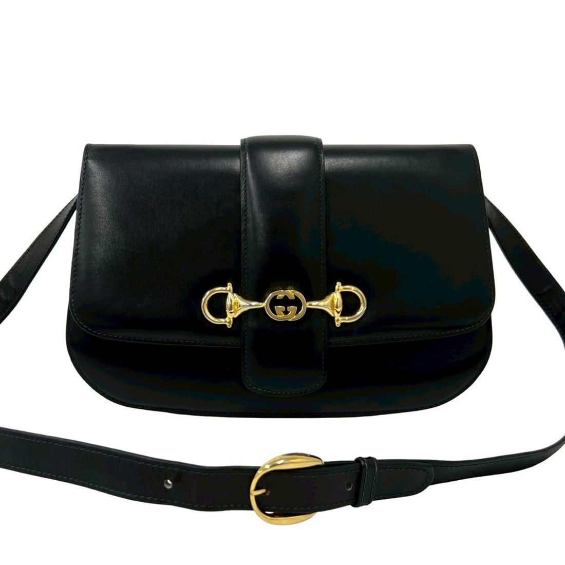GUCCI Vintage Old Gucci Horsebit GG Logo Hardware Calf Leather Shoulder Bag Black 54758: --- Catalog ---Category: SizeSize (HxWxD): 17.5cm x 25cm / 6.88'' x 9.84''Category: DesignType: Shoulder bagColor: BlackGender: WomenMaterial: Leather Category: GeneralBrand: Gucci--- Item List ---Sec