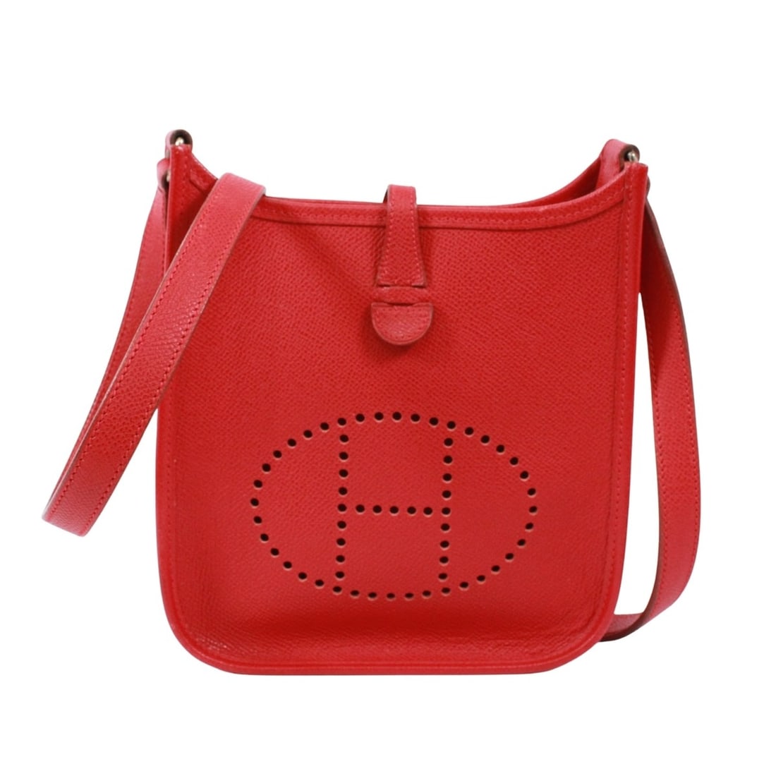 HERMES Evelyne TPM Shoulder Bag, Veau Epsom Leather, Red, ?H Stamp, Women's (1 of 16)