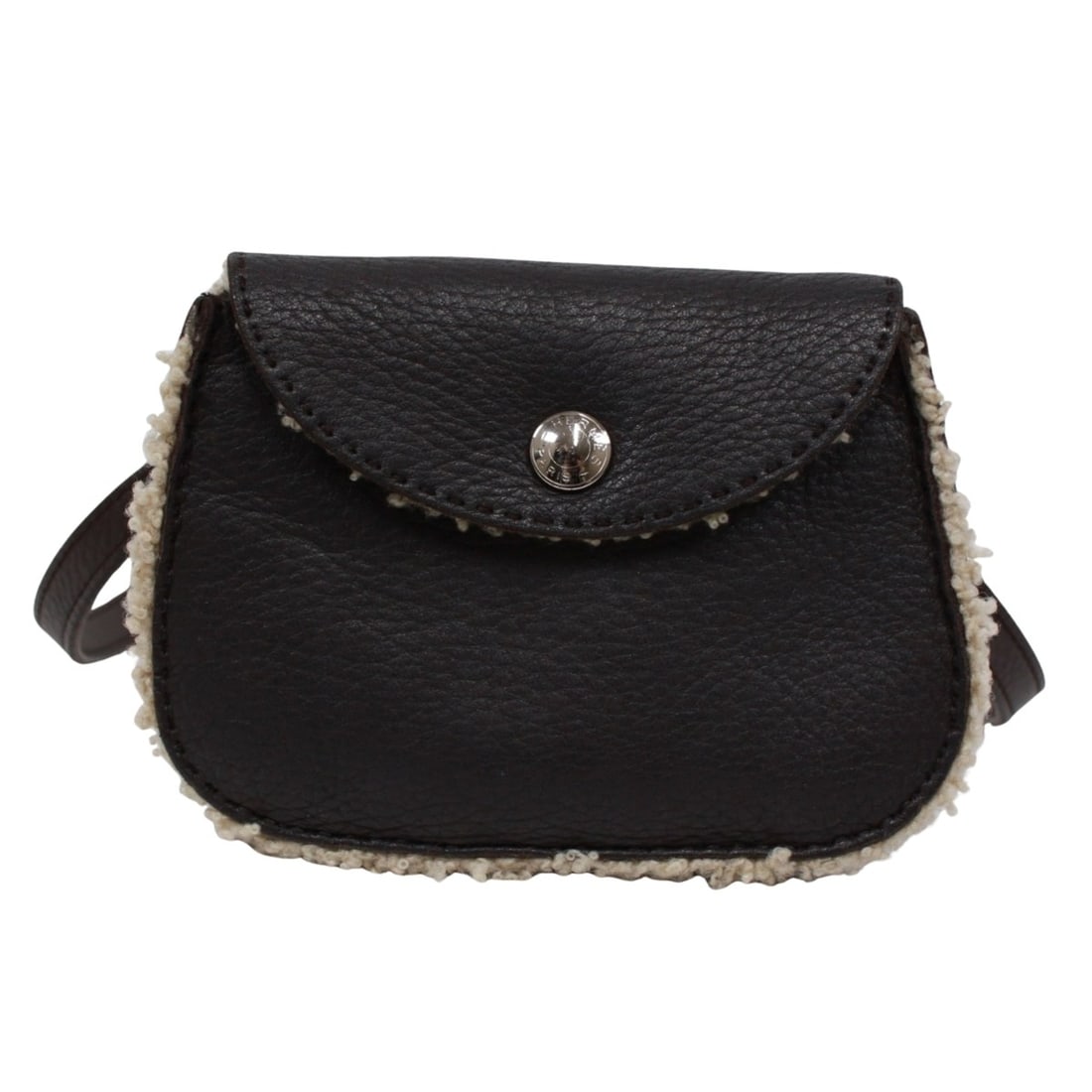 HERMES Pochette Sellier Waist Bag, Shearling, Taurillon Clemence Leather, Dark Brown, ?J Stamp,: --- Catalog ---Category: SizeSize (HxWxD): 11cm x 14cm x 2cm / 4.33'' x 5.51'' x 0.78''Category: DesignType: Fanny pack, PochetteColor: Dark brownGender: WomenMaterial: Taurillon clemence leather , Le