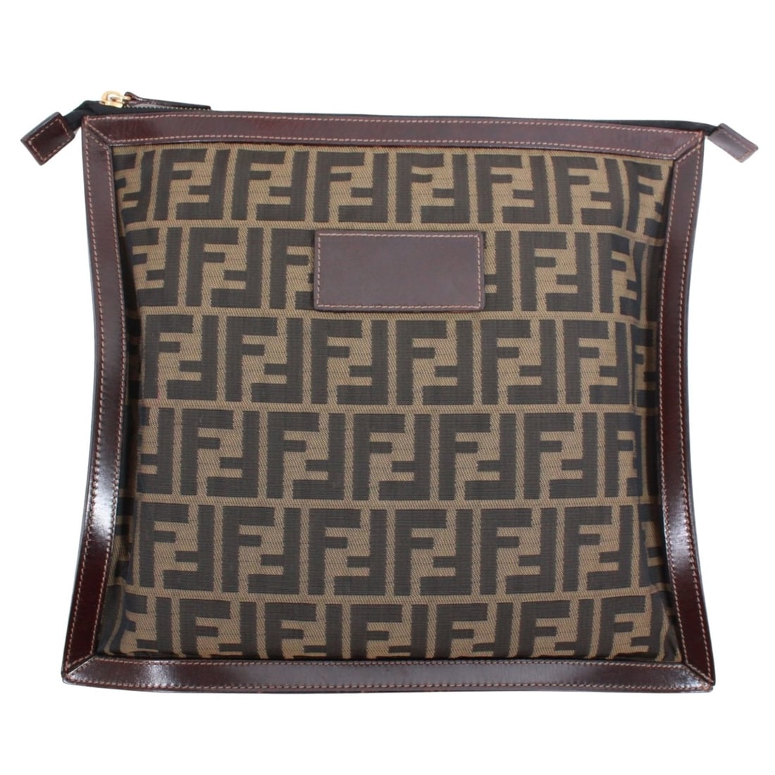 FENDI Zucca pattern clutch bag, canvas and leather, brown, for men women.: --- Catalog ---Category: SizeSize (HxWxD): 29cm x 32cm / 11.41'' x 12.59''Category: DesignType: Clutch bagColor: BrownGender: Men,WomenMaterial: Canvas , Leather Category: GeneralBrand: Fendi--- Item 