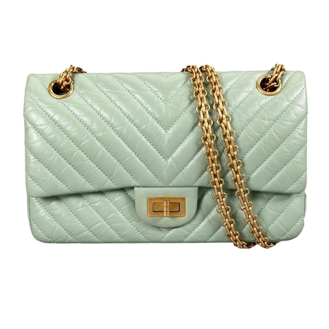 CHANEL Chanel Chain Shoulder Bag 2.25, Calfskin, Light Green, Women's (1 of 13)