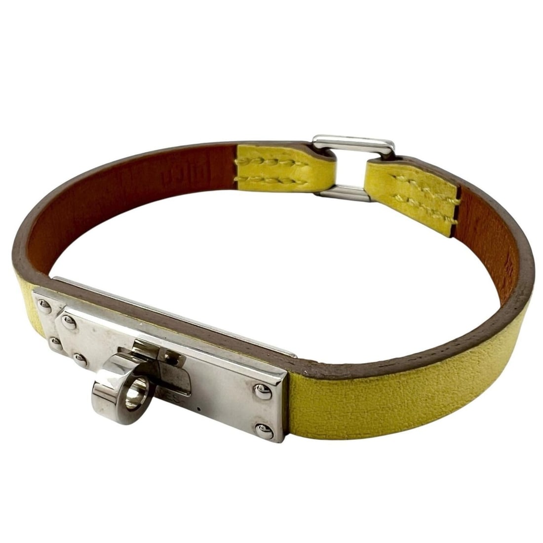 HERMES Micro Kelly Bracelet S Leather Yellow Women's (1 of 9)