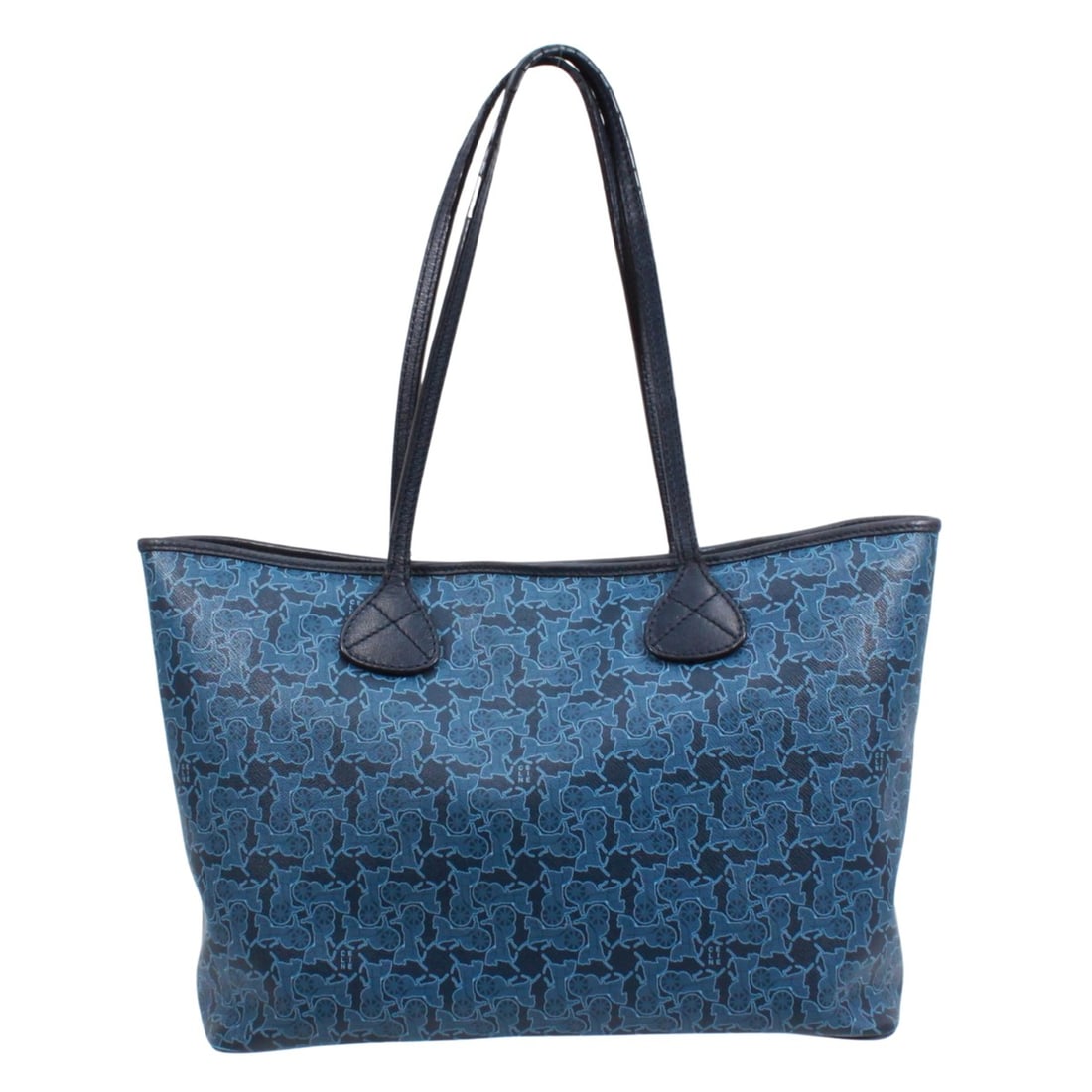 CELINE SC-ST-0098 Leather Tote Bag with Carriage Pattern, Blue, Women's (1 of 12)