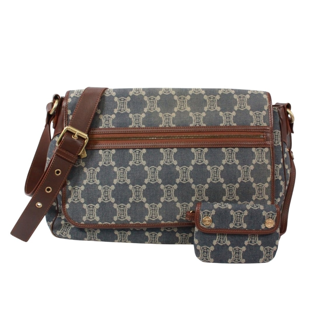 CELINE Macadam Shoulder Bag, Denim Leather, Blue/Brown, Men's/Women's (1 of 15)