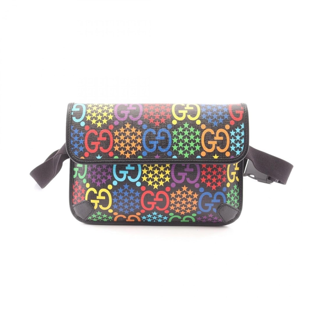 Gucci GG Psychedelic Waist Bag/Handbag, Coated Canvas and Leather, Men's, Black/Multicolor, 598113: --- Catalog ---Category: SizeSize (HxWxD): 17cm x 24.5cm x 3cm / 6.69'' x 9.64'' x 1.18''Category: DesignType: Fanny pack, HandbagColor: Black, Multi-colorGender: MenMaterial: Coated canvas , Leather 