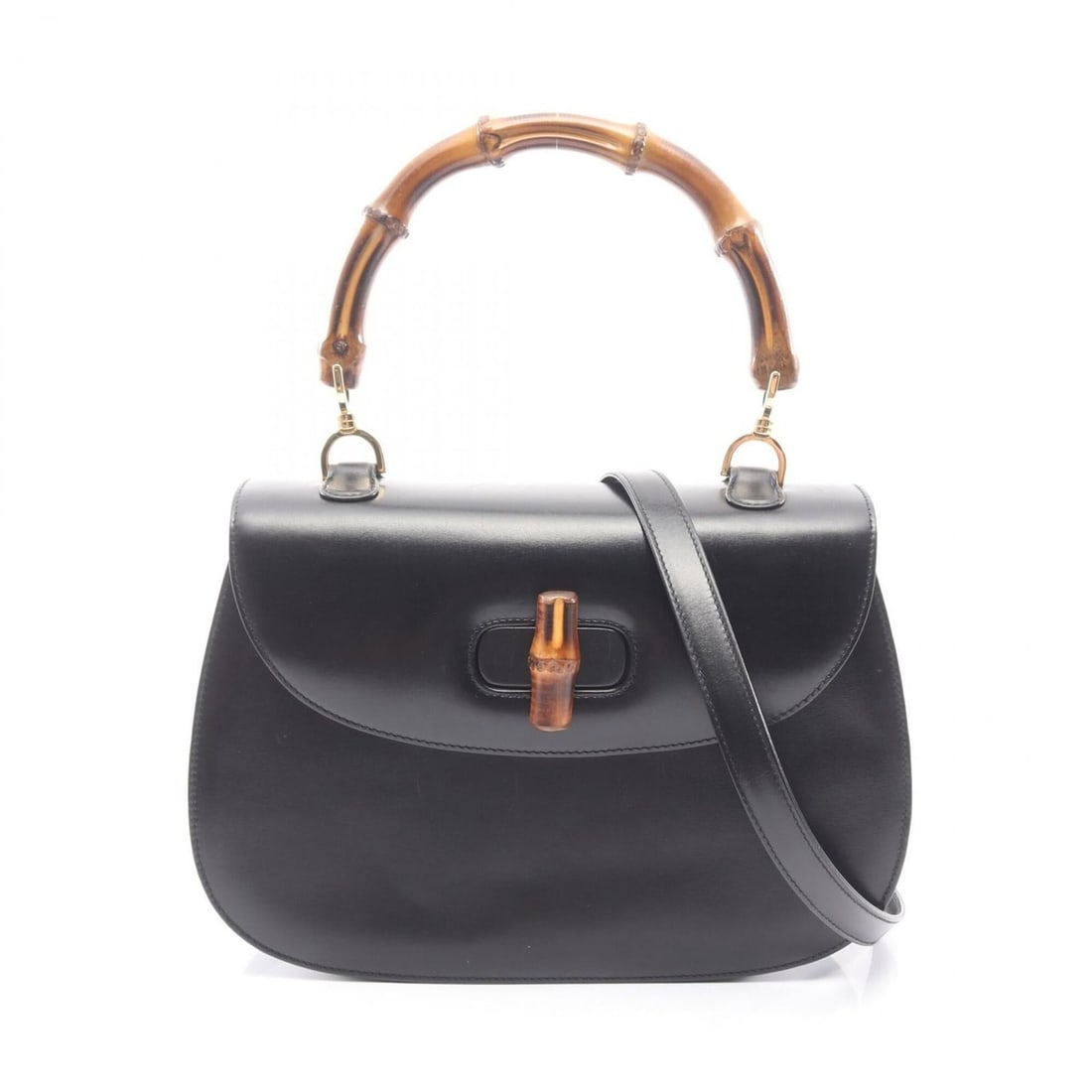 Gucci Bamboo 2-Way Handbag, Leather, Women's, Black, 000 46 0063: --- Catalog ---Category: SizeSize (HxWxD): 20cm x 30cm x 6.5cm / 7.87'' x 11.81'' x 2.55''Category: DesignType: HandbagColor: BlackGender: WomenMaterial: Leather Category: GeneralMPN: 000 46 0063Brand