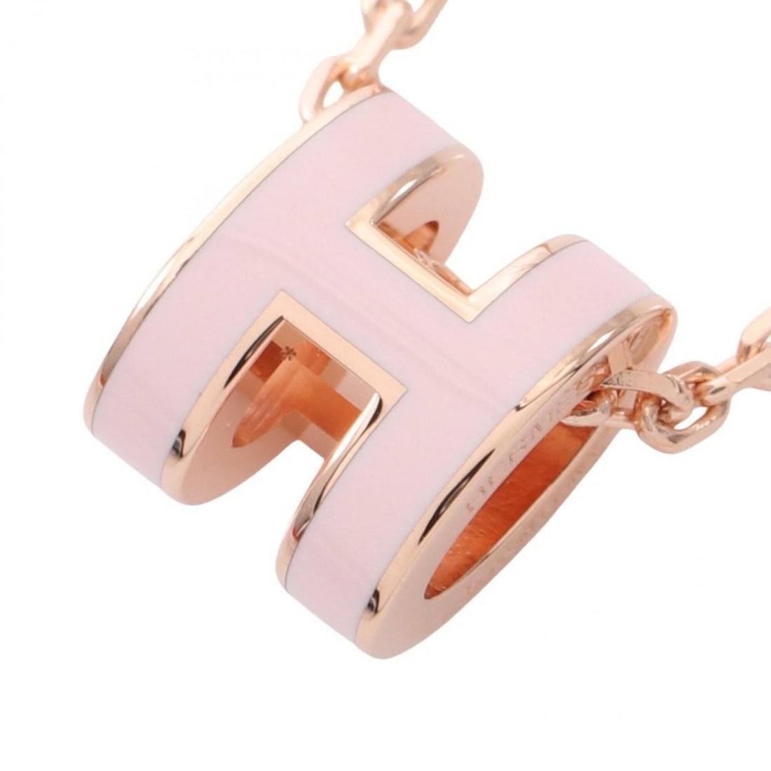 Hermes Mini Pop H necklace, gold-plated (GP), women's, pink/gold tones.: --- Catalog ---Category: SizePendant Size: 9mm x 7mm / 0.35'' x 0.27''Neck Circumference: 40 cm / 15.74''Category: DesignColor: Gold, PinkGender: WomenMaterial: Gold platingNecklace Type: NecklaceCate