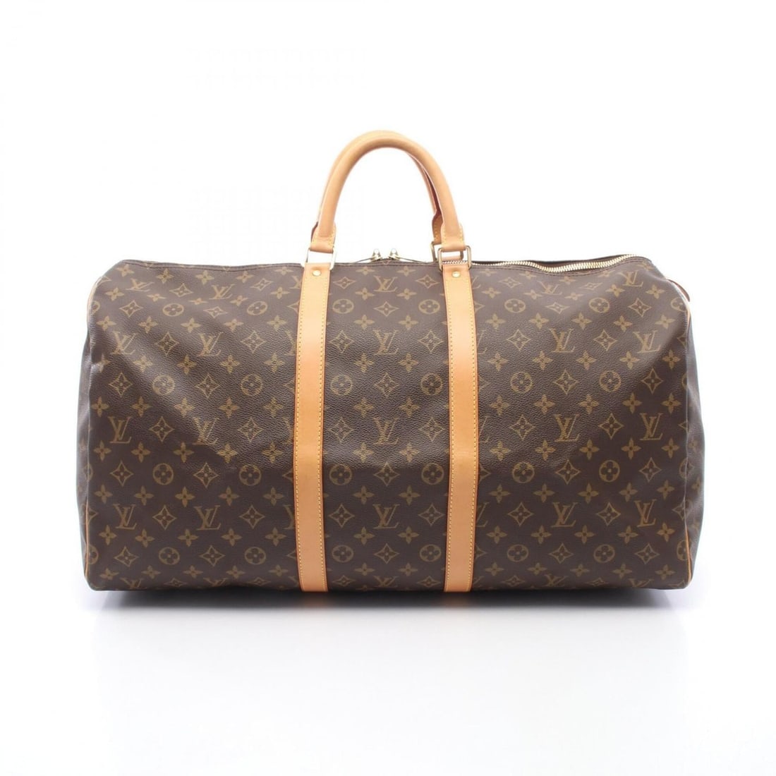 Louis Vuitton Keepall 55 Boston Bag Handbag, Coated Canvas and Leather, Monogram Pattern, Men's: --- Catalog ---Category: SizeSize (HxWxD): 30cm x 56cm x 25cm / 11.81'' x 22.04'' x 9.84''Category: DesignType: Boston bag, HandbagColor: BrownGender: Men,WomenMaterial: Coated canvas , PVC ,