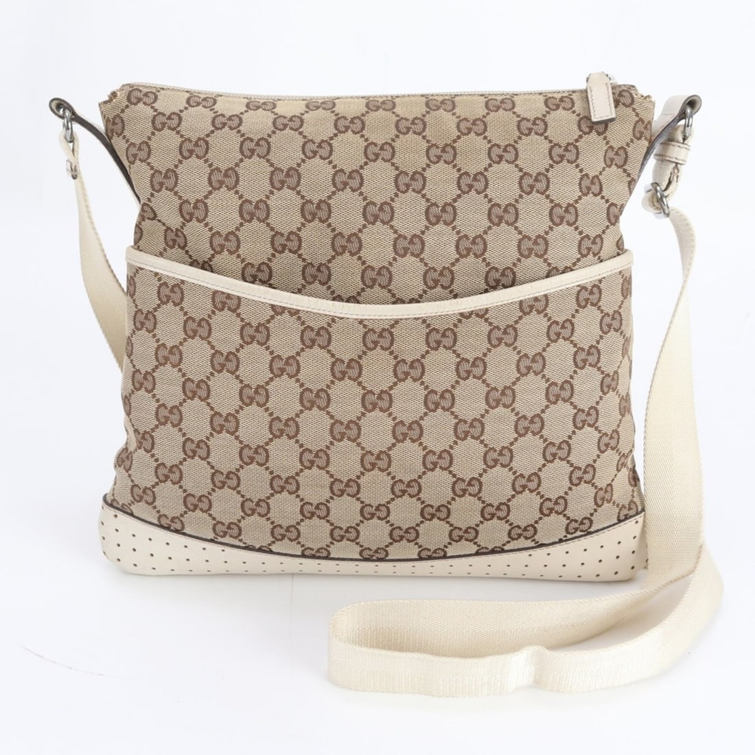 Gucci GG Canvas 145857 Leather Shoulder Bag, Crossbody Messenger Bag for Men: --- Catalog ---Category: SizeSize (HxWxD): 27cm x 31cm x 4cm / 10.62'' x 12.2'' x 1.57''Strap Length: 127cm / 49.99''Category: DesignType: Shoulder bagColor: Beige, IvoryGender: MenMaterial: GG canvas