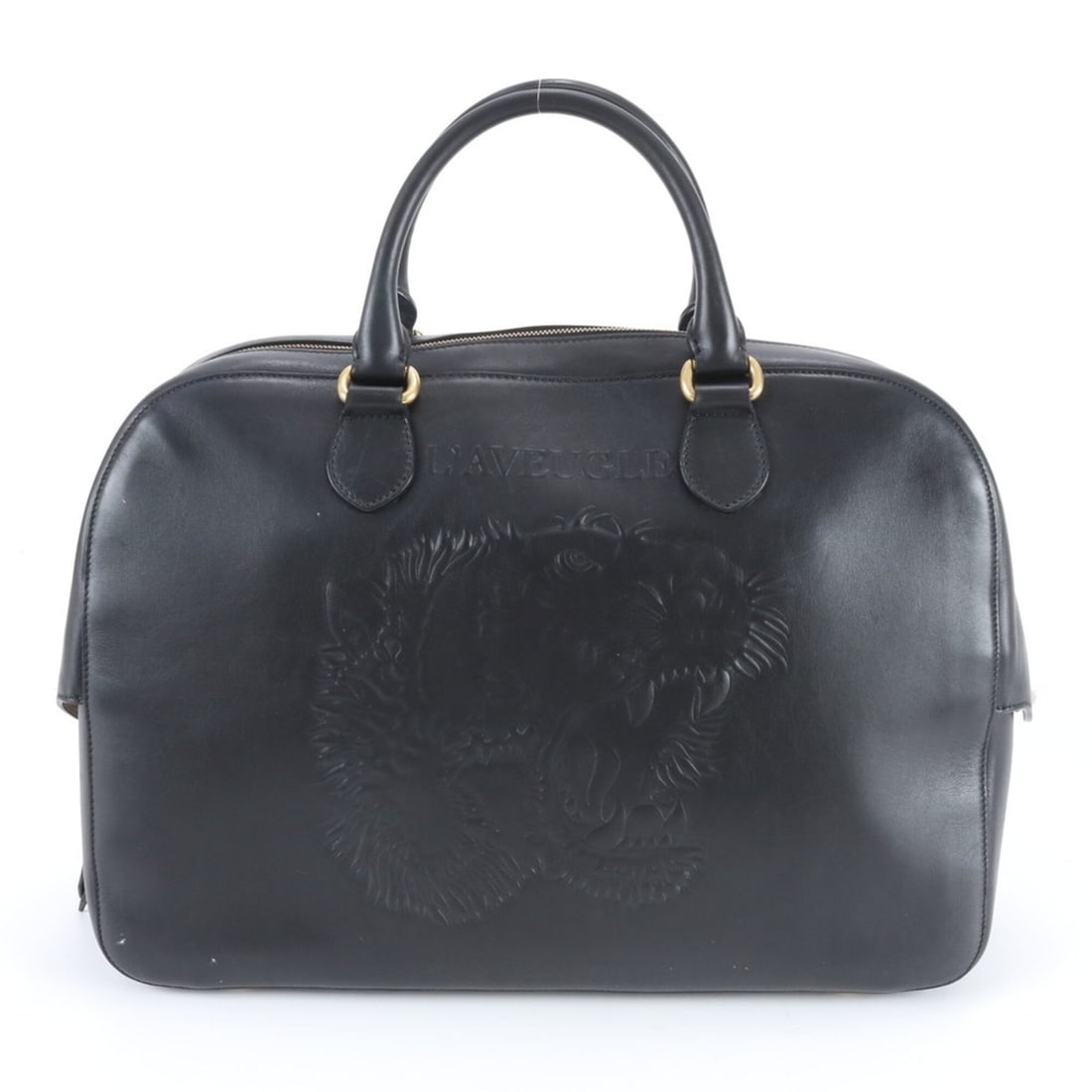 Gucci Tiger 450999 Leather Boston Handbag Tote Bag Travel Black Men's: --- Catalog ---Category: SizeSize (HxWxD): 31cm x 44cm x 15cm / 12.2'' x 17.32'' x 5.9''Handle Length: 38cm / 14.96''Category: DesignType: Handbag, Tote bagColor: BlackGender: MenMaterial: Leather Cat