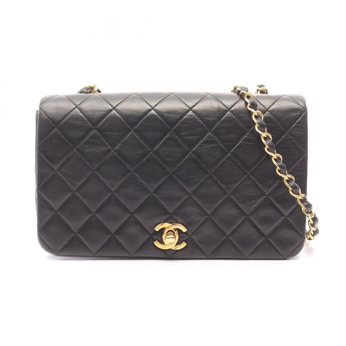Chanel Matelassé Full Flap Shoulder Bag/Handbag, Lambskin Leather, Women's, Black: --- Catalog ---Category: SizeSize (HxWxD): 14cm x 23cm x 6cm / 5.51'' x 9.05'' x 2.36''Category: DesignType: Handbag, Shoulder bagColor: BlackGender: WomenMaterial: Leather Hardware Color: GoldLeather
