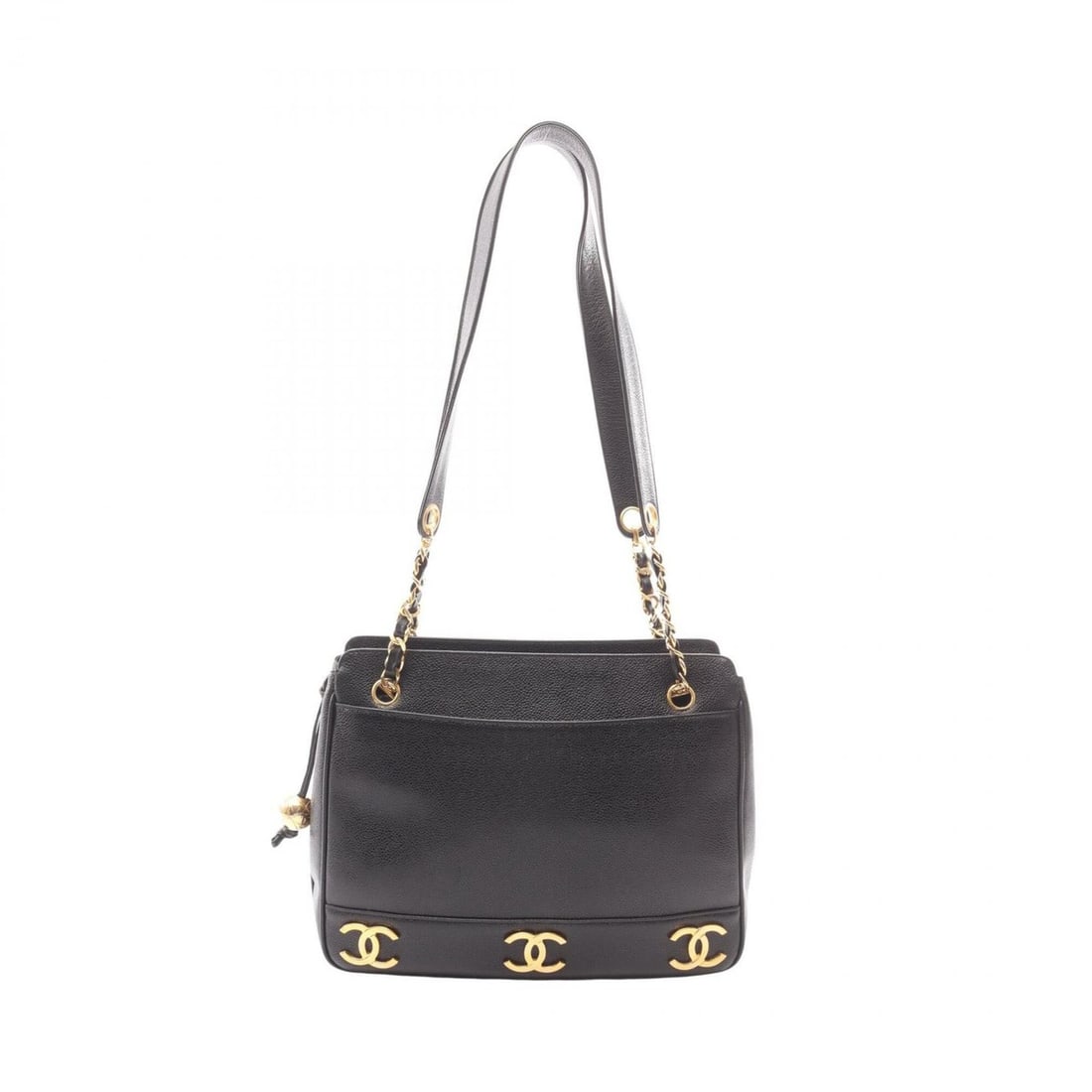 Chanel Triple Coco Mark Tote Bag Handbag, Caviar Leather (Grained Calfskin), Women's, Black: --- Catalog ---Category: SizeSize (HxWxD): 25cm x 31cm x 8cm / 9.84'' x 12.2'' x 3.14''Category: DesignType: Handbag, Tote bagColor: BlackGender: WomenMaterial: Grained Calfskin Hardware Color: GoldCa