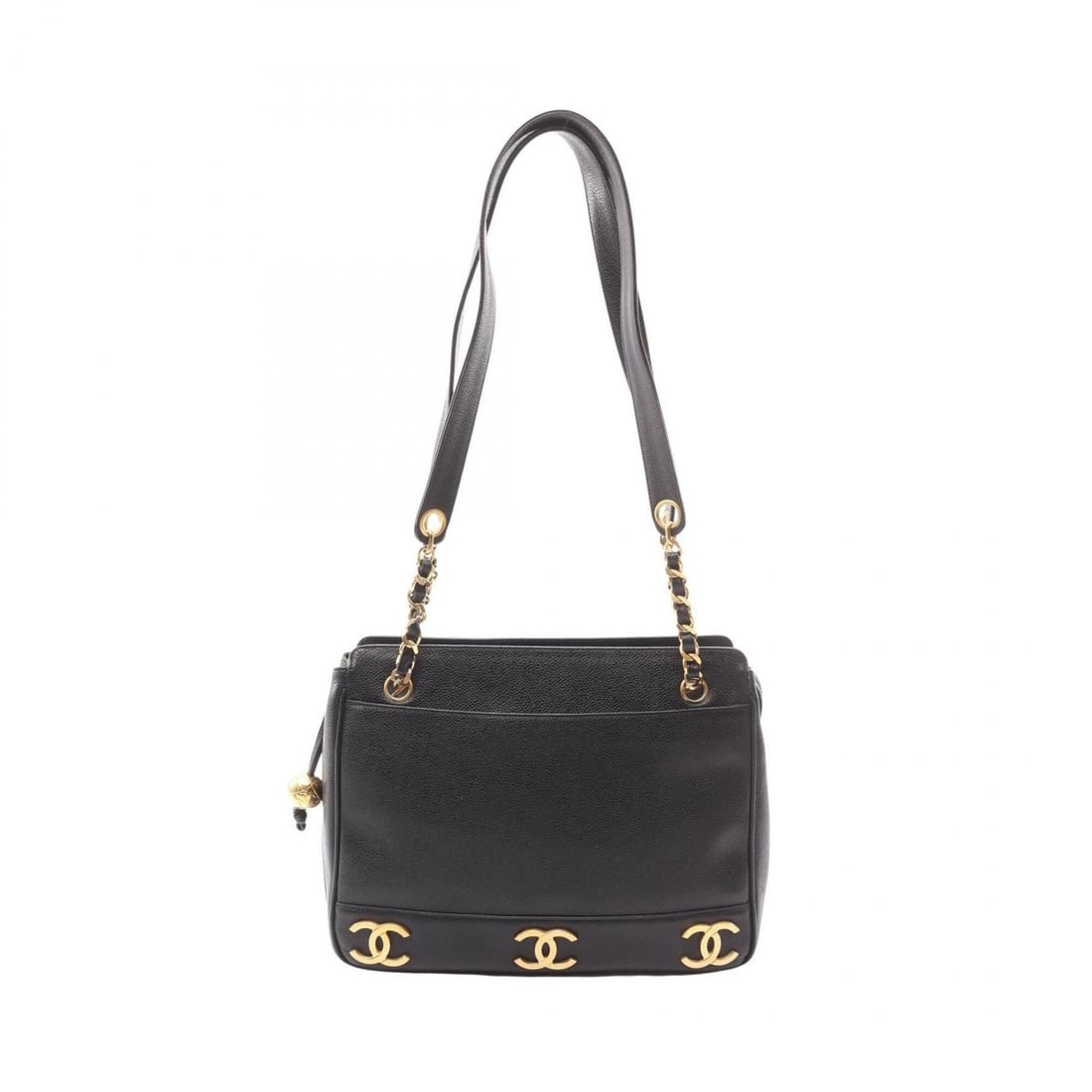 Chanel Triple Coco Mark Tote Bag Handbag, Caviar Leather (Grained Calfskin), Women's, Black: --- Catalog ---Category: SizeSize (HxWxD): 25cm x 31cm x 8cm / 9.84'' x 12.2'' x 3.14''Category: DesignType: Handbag, Tote bagColor: BlackGender: WomenMaterial: Grained Calfskin Hardware Color: GoldCa