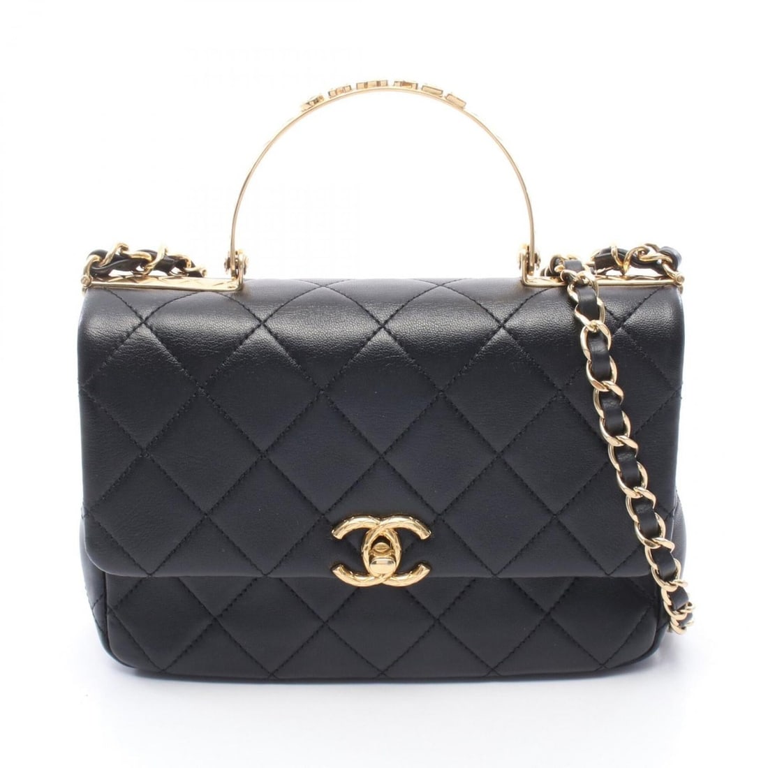 Chanel Matelassé Top Handle 2-Way Shoulder Bag/Handbag, Lambskin Leather, Women's, Black (AS4605): --- Catalog ---Category: SizeSize (HxWxD): 14cm x 20.5cm x 6cm / 5.51'' x 8.07'' x 2.36''Category: DesignType: Handbag, Shoulder bagColor: BlackGender: WomenMaterial: Leather Hardware Color: GoldLeath