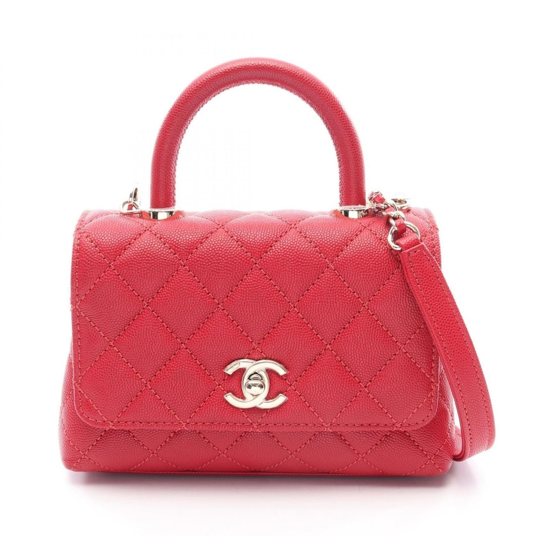 Chanel Coco Handle XXS Top 2-Way Handbag, Caviar Skin (Grained Calfskin), Women's, Red, AS2215: --- Catalog ---Category: SizeSize (HxWxD): 12cm x 18.5cm x 8.5cm / 4.72'' x 7.28'' x 3.34''Category: DesignType: HandbagColor: Red colorGender: WomenMaterial: Grained Calfskin Hardware Color: GoldCate