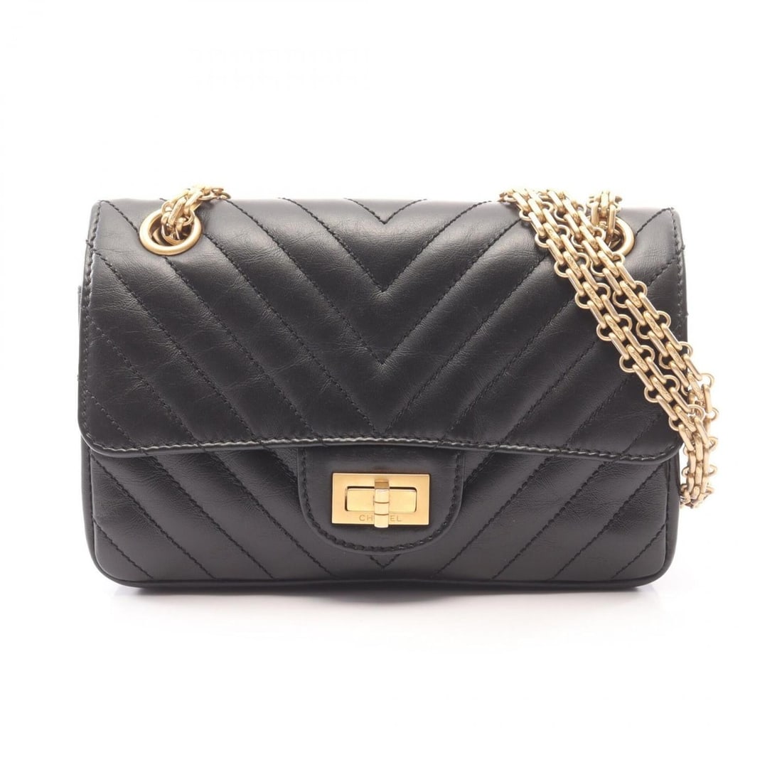 Chanel 2.55 Chevron V-stitch Shoulder Bag Handbag Leather Women's Black AS0874: --- Catalog ---Category: SizeSize (HxWxD): 13cm x 20cm x 7.5cm / 5.11'' x 7.87'' x 2.95''Category: DesignType: Handbag, Shoulder bagColor: BlackGender: WomenMaterial: Leather Hardware Color: GoldCateg