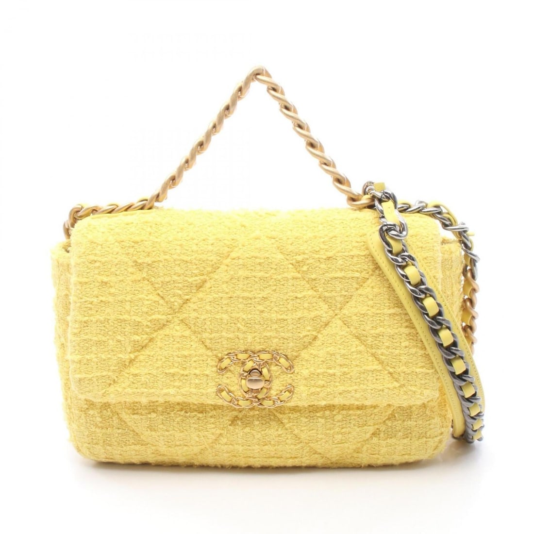 Chanel 19 Dixneuf Matelassé 2-Way Shoulder Bag/Handbag, Fabric, Women's, Yellow (AS1160): --- Catalog ---Category: SizeSize (HxWxD): 17cm x 25cm x 8cm / 6.69'' x 9.84'' x 3.14''Category: DesignType: Handbag, Shoulder bagColor: YellowGender: WomenMaterial: Fabric Category: GeneralMPN: AS116