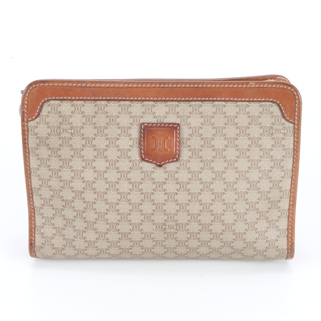 Celine Macadam Leather Second Bag Clutch Handbag Pouch Triomphe Beige Men's: --- Catalog ---Category: SizeSize (HxWxD): 16cm x 23cm x 5cm / 6.29'' x 9.05'' x 1.96''Category: DesignType: HandbagColor: BeigeGender: MenMaterial: Leather , Coated canvas Category: GeneralLine: Maca