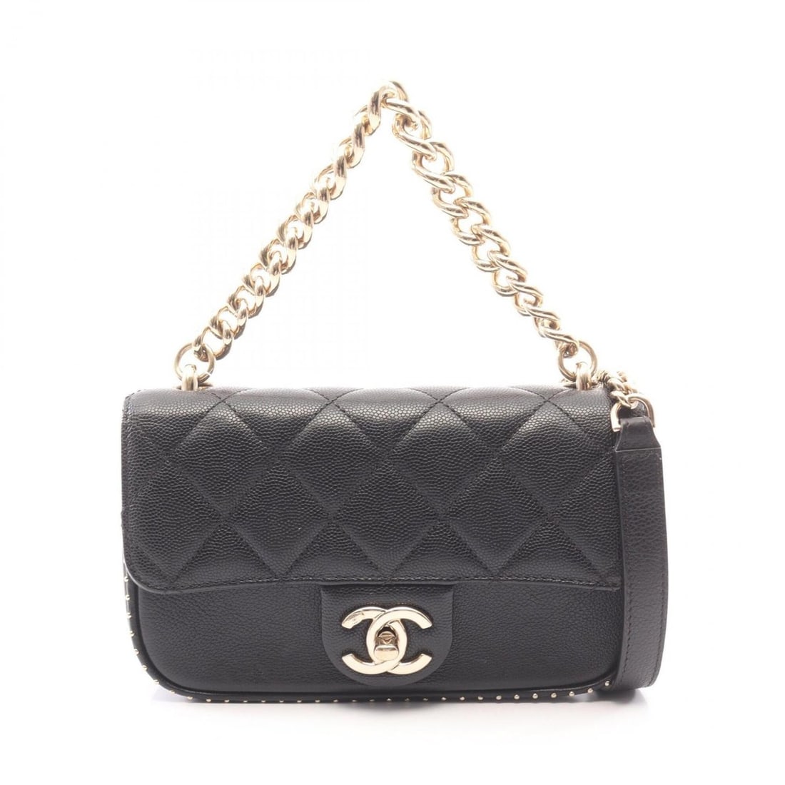 Chanel Matelassé Mini 2-Way Shoulder Bag/Handbag, Caviar Leather (Grained Calfskin), Women's, Black: --- Catalog ---Category: SizeSize (HxWxD): 11cm x 18.5cm x 4cm / 4.33'' x 7.28'' x 1.57''Category: DesignType: Handbag, Shoulder bagColor: BlackGender: WomenMaterial: Grained Calfskin Hardware Color: 