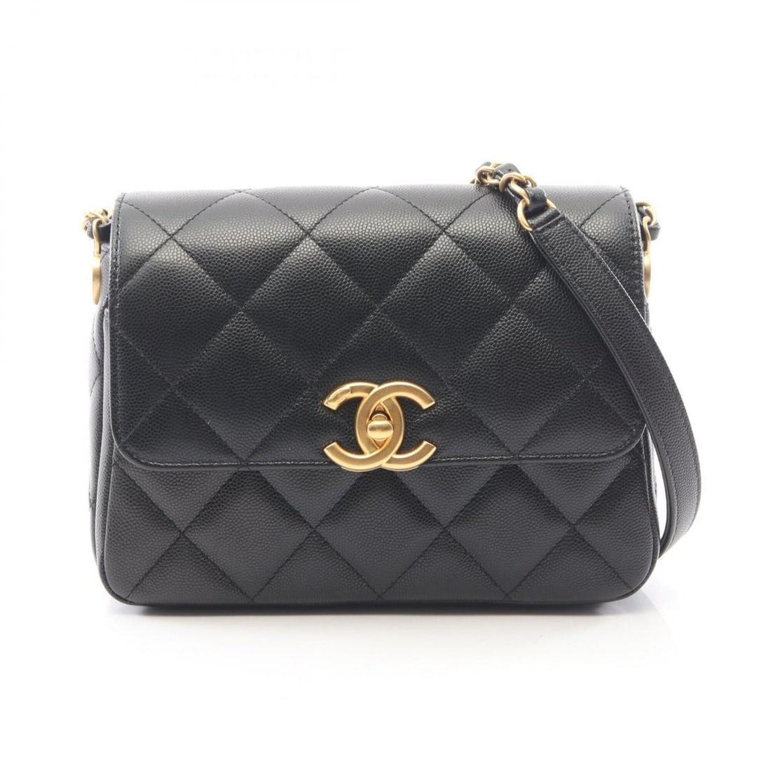 Chanel Matelassé Small Flap Shoulder Bag/Handbag, Caviar Leather (Grained Calfskin), Women's,: --- Catalog ---Category: SizeSize (HxWxD): 15cm x 20cm x 6cm / 5.9'' x 7.87'' x 2.36''Category: DesignType: Handbag, Shoulder bagColor: BlackGender: WomenMaterial: Grained Calfskin Hardware Color: Gol