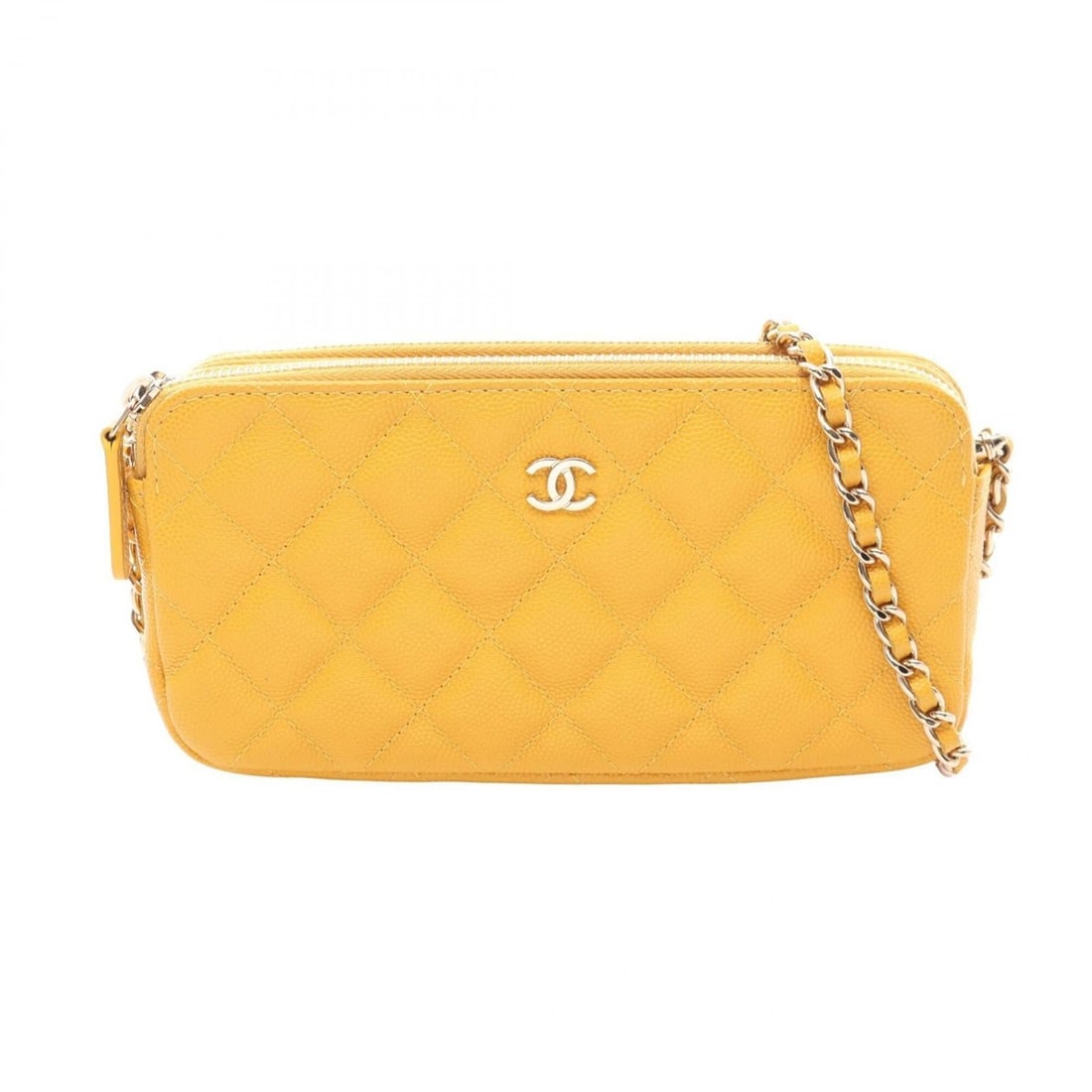Chanel Matelassé Shoulder Bag/Handbag, Caviar Leather (Grained Calfskin), Women's, Yellow (1 of 19)
