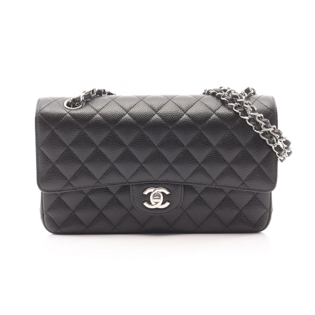 Chanel Matelassé Double Flap Shoulder Bag/Handbag, Caviar Leather (Grained Calfskin), Women's,: --- Catalog ---Category: SizeSize (HxWxD): 16cm x 25cm x 6.5cm / 6.29'' x 9.84'' x 2.55''Category: DesignType: Handbag, Shoulder bagColor: BlackGender: WomenMaterial: Grained Calfskin Hardware Color: 