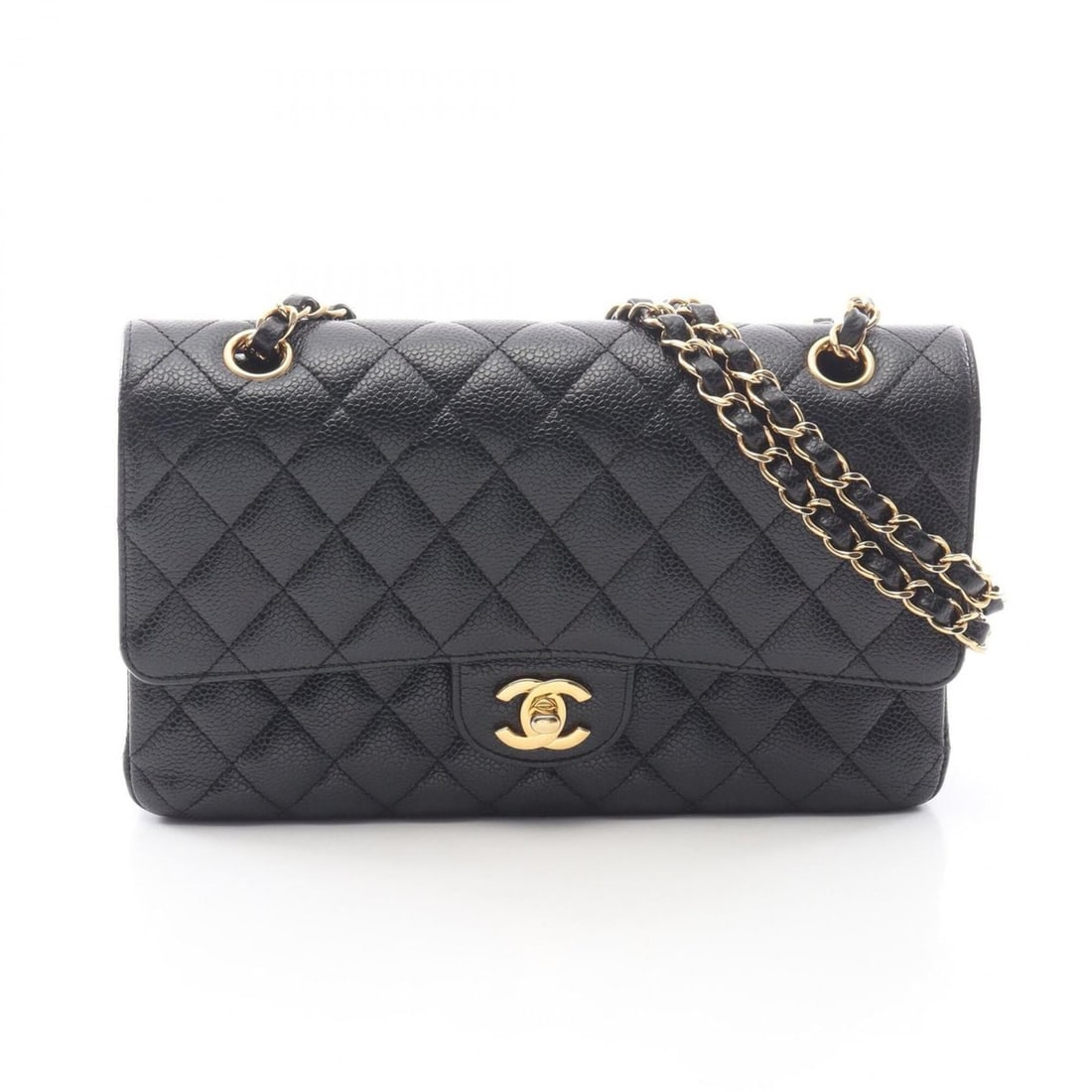 Chanel Matelassé Double Flap Shoulder Bag/Handbag, Caviar Leather (Grained Calfskin), Women's,: --- Catalog ---Category: SizeSize (HxWxD): 16cm x 25cm x 6.5cm / 6.29'' x 9.84'' x 2.55''Category: DesignType: Handbag, Shoulder bagColor: BlackGender: WomenMaterial: Grained Calfskin Hardware Color: 