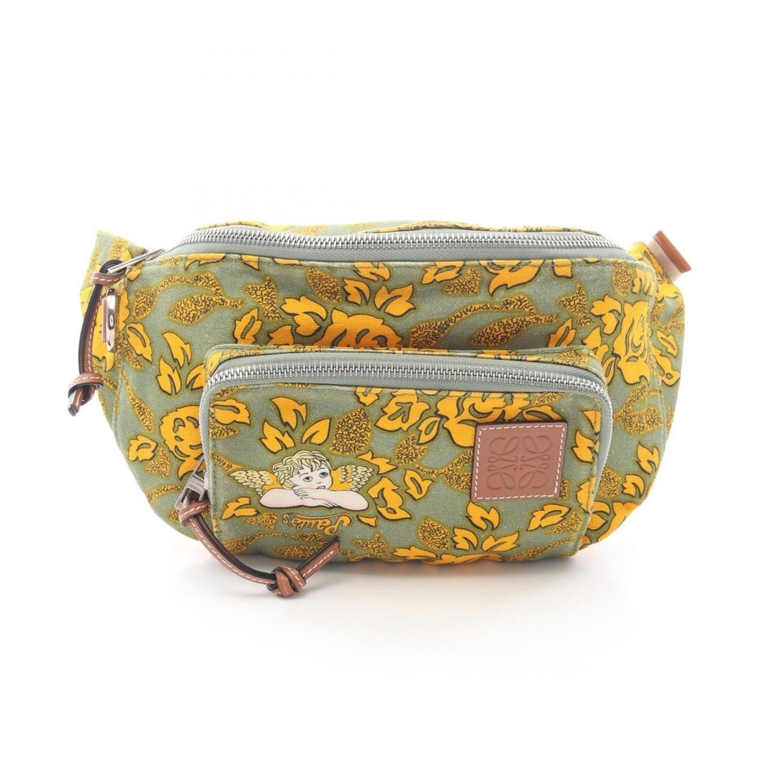 Loewe Paula's Ibiza Anagram Belt Bag, Waist Body Handbag, Canvas, Women's, Green/Yellow Multicolor,: --- Catalog ---Category: SizeSize (HxWxD): 17cm x 17cm x 2cm / 6.69'' x 6.69'' x 0.78''Strap Length: 88cm / 34.64''Category: DesignType: Fanny packColor: Green, Multi-color, YellowGender: WomenMateria