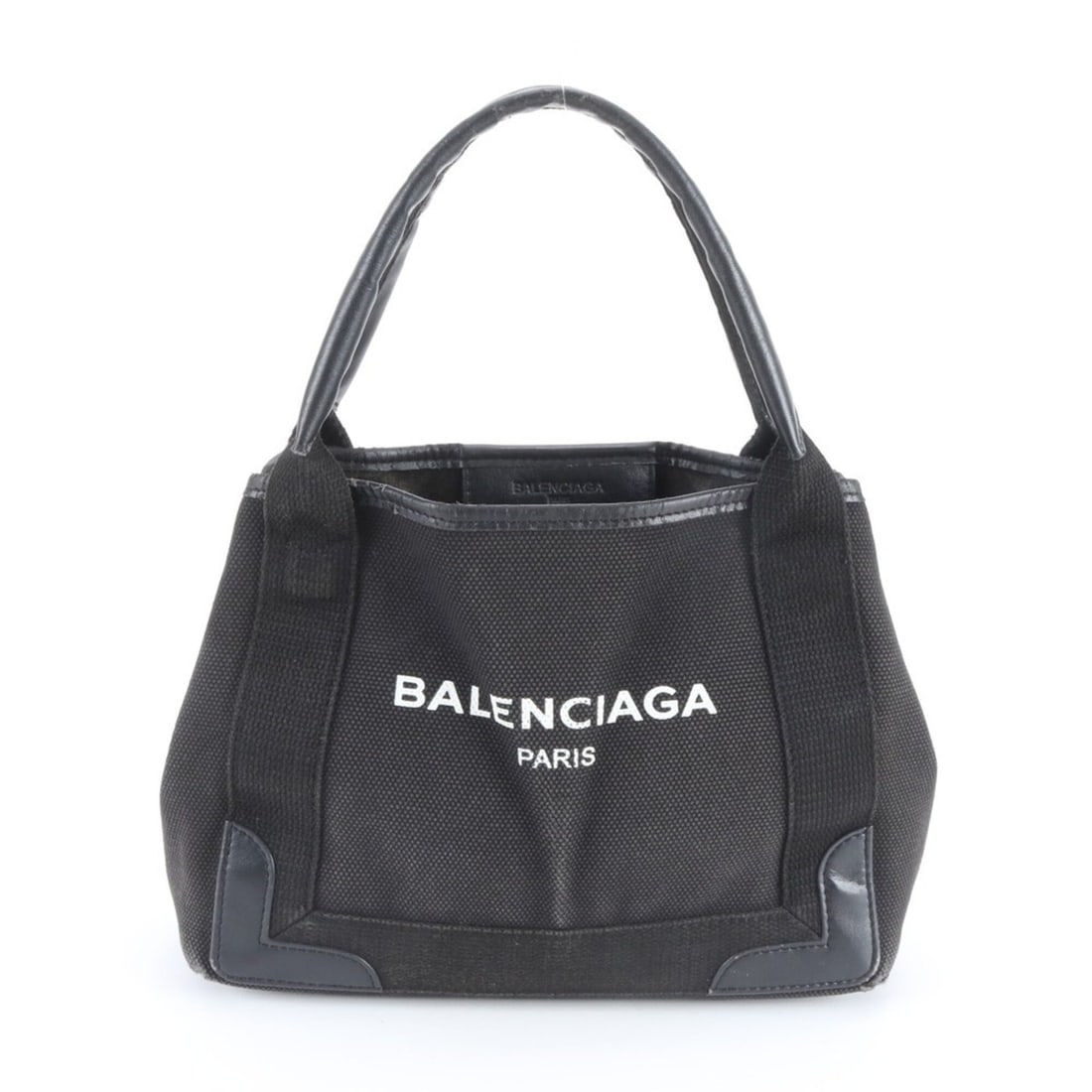 Balenciaga Navy Cabas 459744 Leather Canvas Handbag Tote Bag - Black Women's: --- Catalog ---Category: SizeSize (HxWxD): 21cm x 27cm x 7cm / 8.26'' x 10.62'' x 2.75''Handle Length: 37cm / 14.56''Category: DesignType: Handbag, Tote bagColor: BlackGender: WomenMaterial: Leather ,