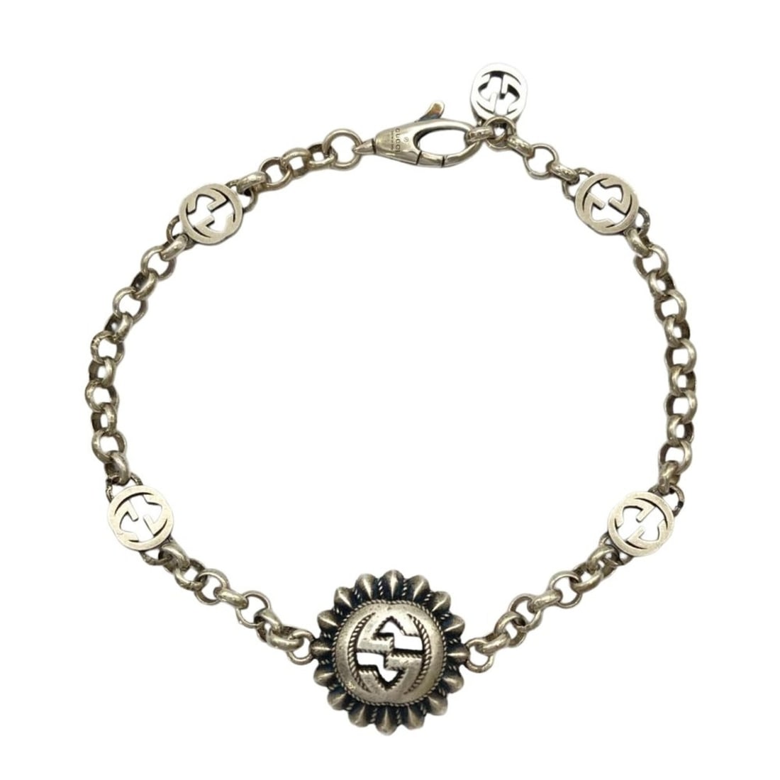 Gucci Interlocking G Bracelet, SV925, 10g, Women's: --- Catalog ---Category: SizeLength: 17cm / 6.69''Category: DesignType: Charm braceletGender: WomenMaterial: Silver 925Category: GeneralBrand: Gucci--- Item List ---Section: ConditionRanking: Rank A U