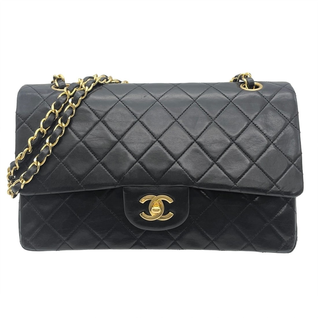 Chanel Matelassé 25 Chain Shoulder Bag, Lambskin, A01112, Black, Gold Hardware, Double Flap, Coco: --- Catalog ---Category: SizeSize (HxWxD): 16cm x 25cm x 7cm / 6.29'' x 9.84'' x 2.75''Category: DesignType: Shoulder bagColor: BlackGender: WomenMaterial: Leather Hardware Color: GoldLeather/Fur