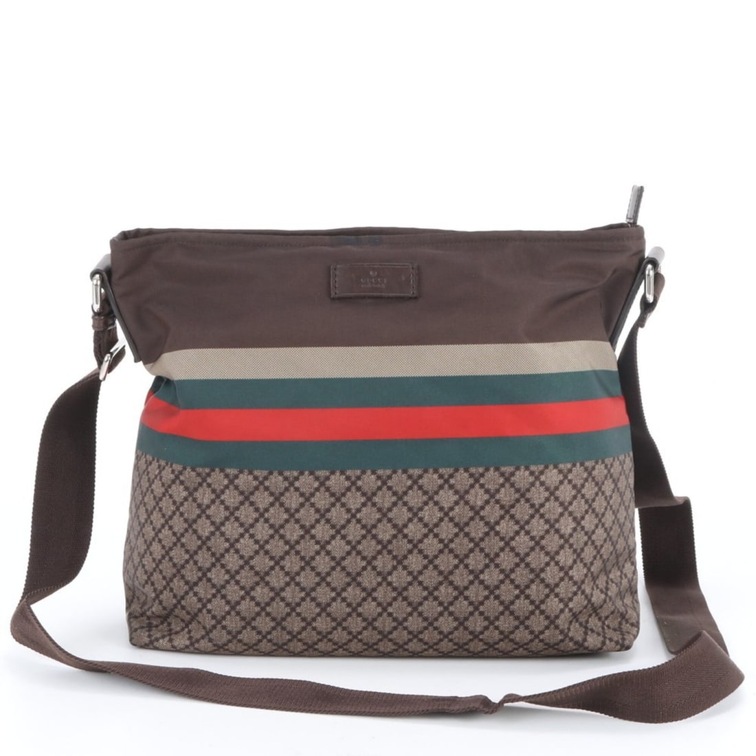 Gucci Diamante Sherry Line 270410 Leather Nylon Shoulder Bag, Crossbody Bag for Men: --- Catalog ---Category: SizeSize (HxWxD): 29cm x 32cm x 11cm / 11.41'' x 12.59'' x 4.33''Strap Length: 133cm / 52.36''Category: DesignType: Shoulder bagColor: BrownGender: MenMaterial: Leather , Nylo