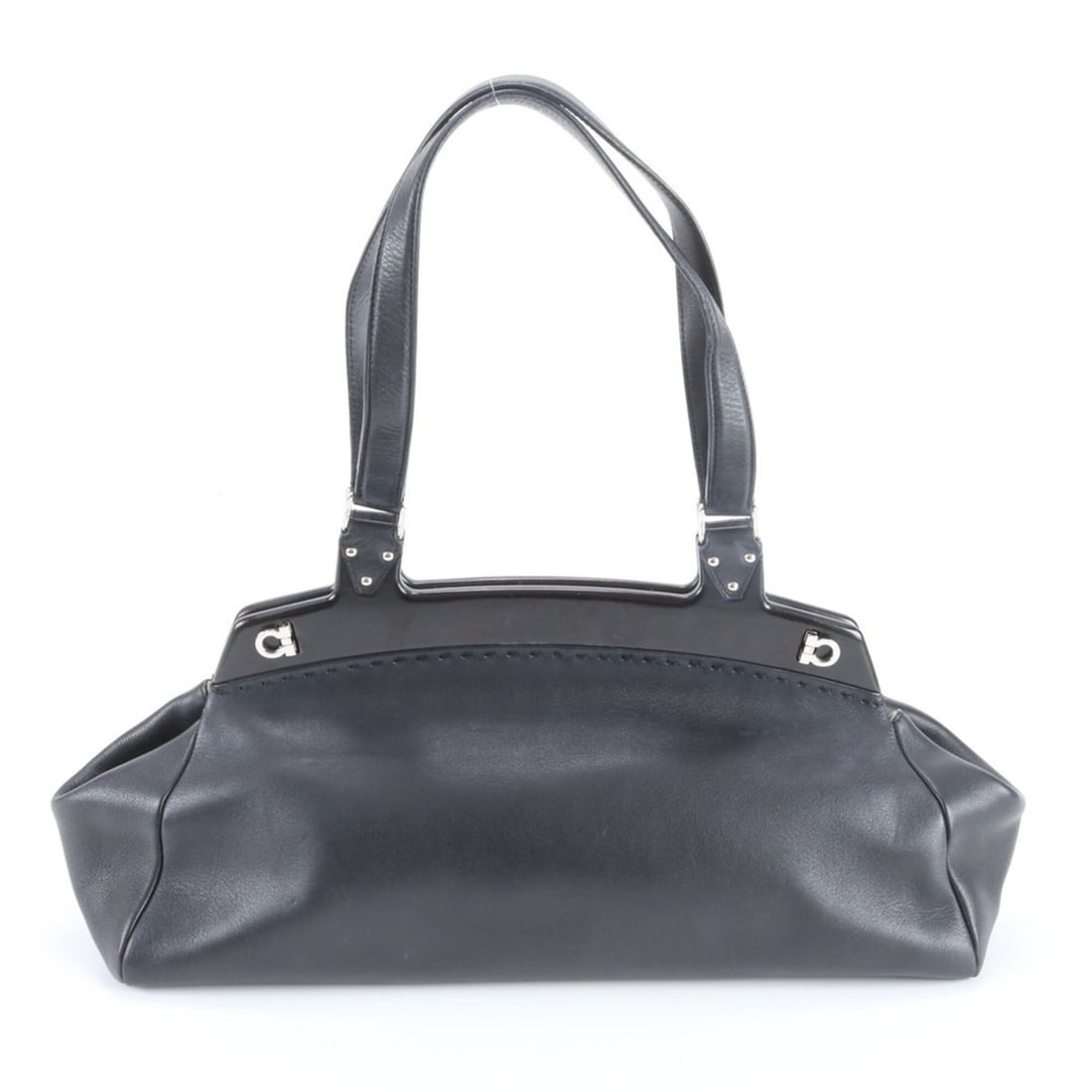 Salvatore Ferragamo Gancini Leather Handbag Tote Bag, Black, Brand Name, Women's: --- Catalog ---Category: SizeSize (HxWxD): 16cm x 36cm x 10cm / 6.29'' x 14.17'' x 3.93''Handle Length: 45cm / 17.71''Category: DesignType: Handbag, Tote bagColor: BlackGender: WomenMaterial: Leather 